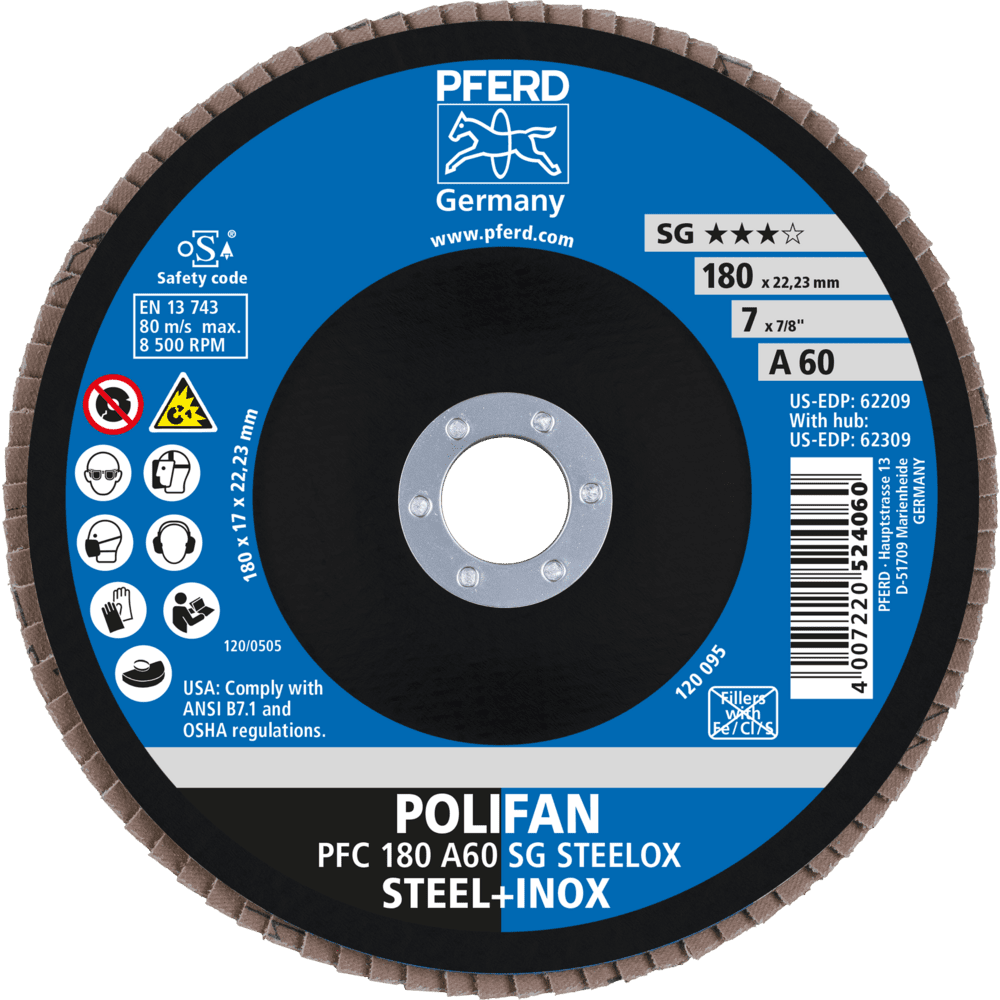 PFERD POLIFAN-Fächerscheiben PFC 180 A 60 SG STEELOX Produktbild img2 L