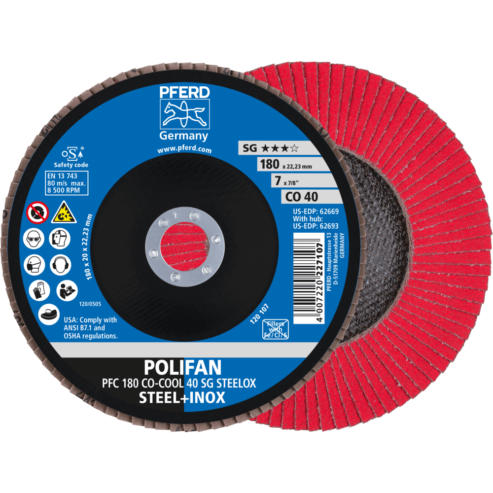PFERD POLIFAN-Fächerscheiben PFC 180 CO-COOL 40 SG STEELOX Produktbild img1 L
