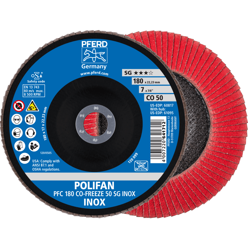 PFERD POLIFAN-Fächerscheiben PFC 180 CO-FREEZE 50 SG INOX Produktbild img1 L