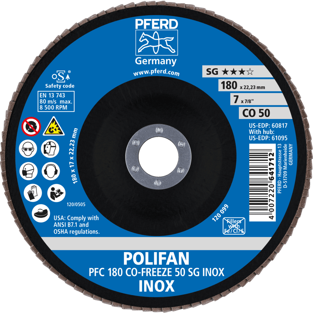 PFERD POLIFAN-Fächerscheiben PFC 180 CO-FREEZE 50 SG INOX Produktbild img2 L