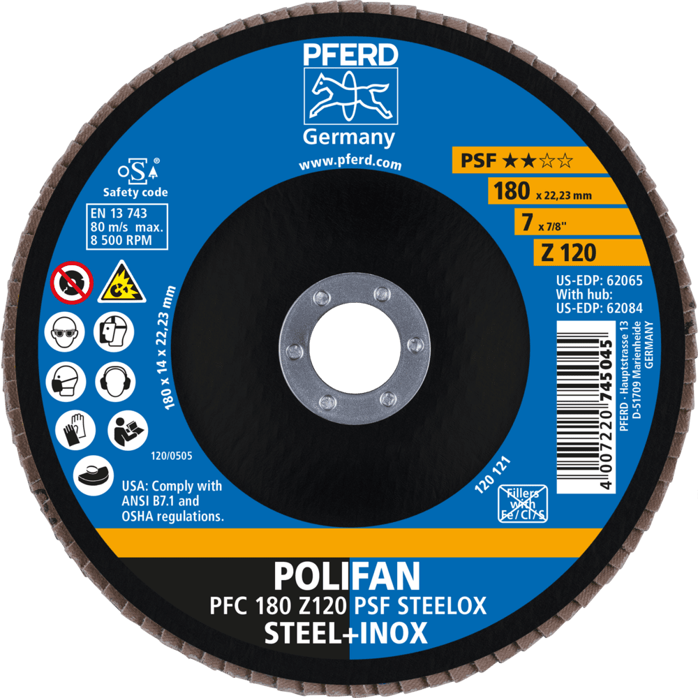 PFERD POLIFAN-Fächerscheiben PFC 180 Z 120 PSF STEELOX Produktbild img2 L