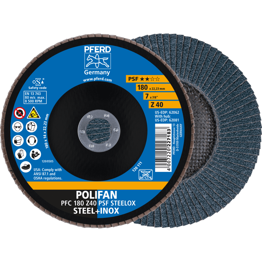 PFERD POLIFAN-Fächerscheiben PFC 180 Z 40 PSF STEELOX Produktbild img1 L