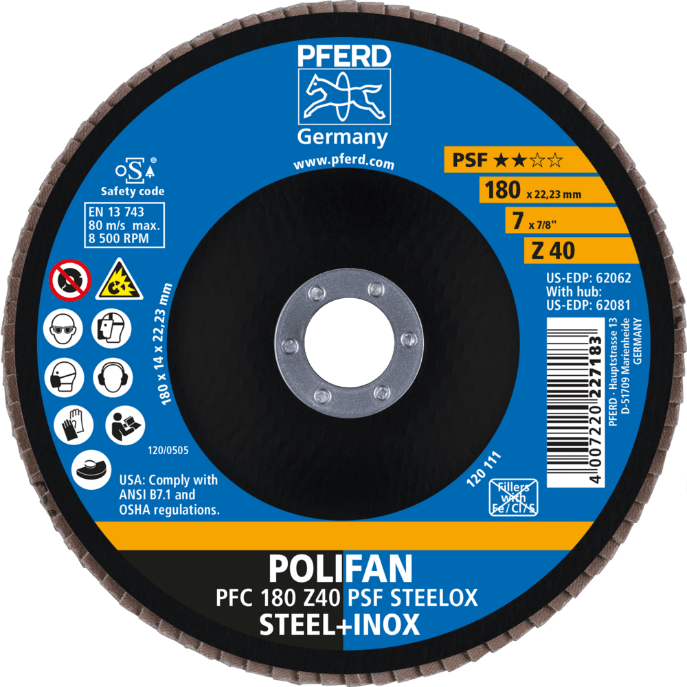 PFERD POLIFAN-Fächerscheiben PFC 180 Z 40 PSF STEELOX Produktbild img2 L