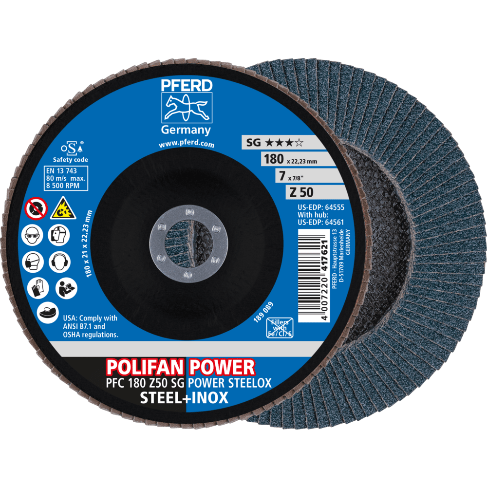 PFERD POLIFAN-Fächerscheiben PFC 180 Z50 SG POWER STEELOX Produktbild img1 L