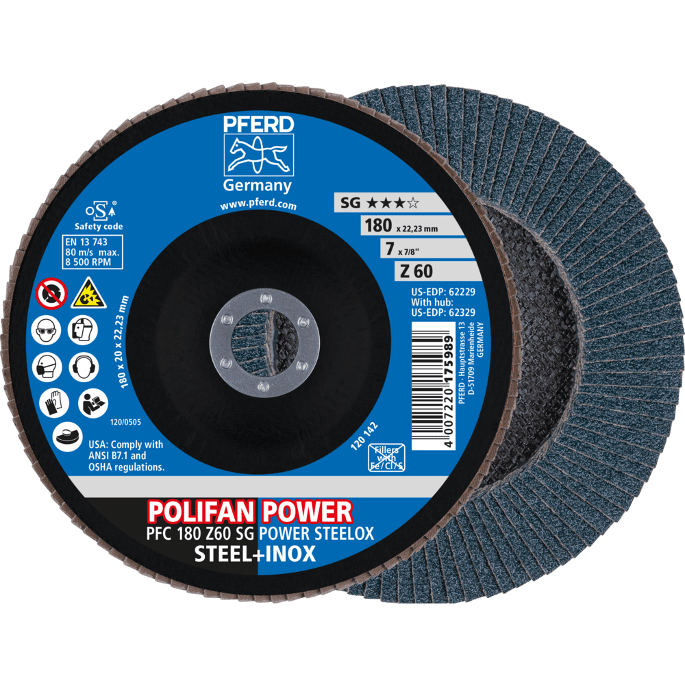 PFERD POLIFAN-Fächerscheiben PFC 180 Z 60 SG POWER STEELOX Produktbild img1 L