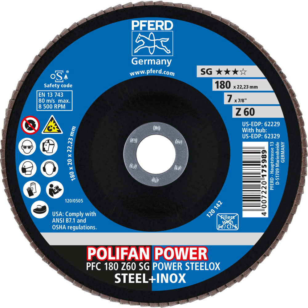 PFERD POLIFAN-Fächerscheiben PFC 180 Z 60 SG POWER STEELOX Produktbild img2 L