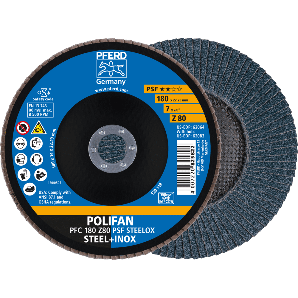 PFERD POLIFAN-Fächerscheiben PFC 180 Z 80 PSF STEELOX Produktbild img1 L