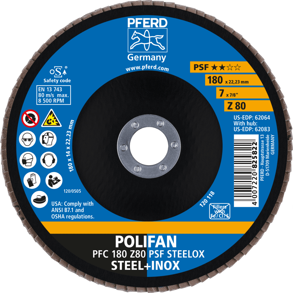 PFERD POLIFAN-Fächerscheiben PFC 180 Z 80 PSF STEELOX Produktbild img2 L
