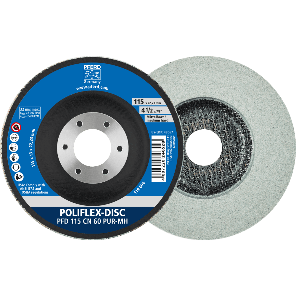 PFERD Poliflex-Feinschleif-Werkzeuge PFD 115-22 CN 60 PUR-MH Produktbild img1 L
