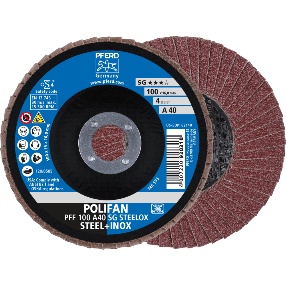 PFERD POLIFAN-Fächerscheiben PFF 100 A 40 SG STEELOX/16,0 Produktbild img1 L