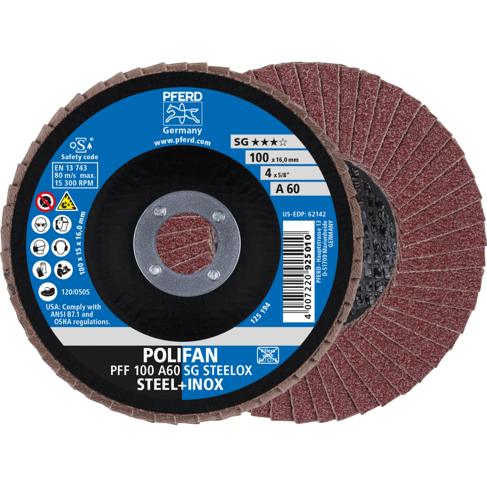 PFERD POLIFAN-Fächerscheiben PFF 100 A 60 SG STEELOX/16,0 Produktbild img1 L