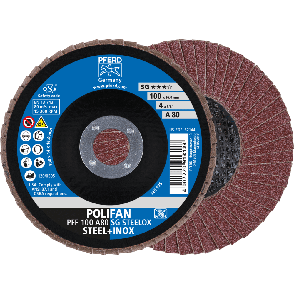 PFERD POLIFAN-Fächerscheiben PFF 100 A 80 SG STEELOX/16,0 Produktbild img1 L
