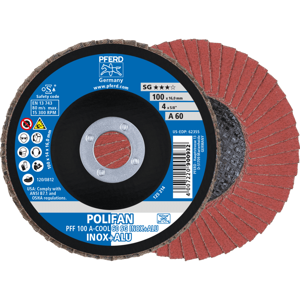 PFERD POLIFAN-Fächerscheiben PFF 100 A-COOL 60 SG INOX+ALU/16,0 Produktbild img1 L