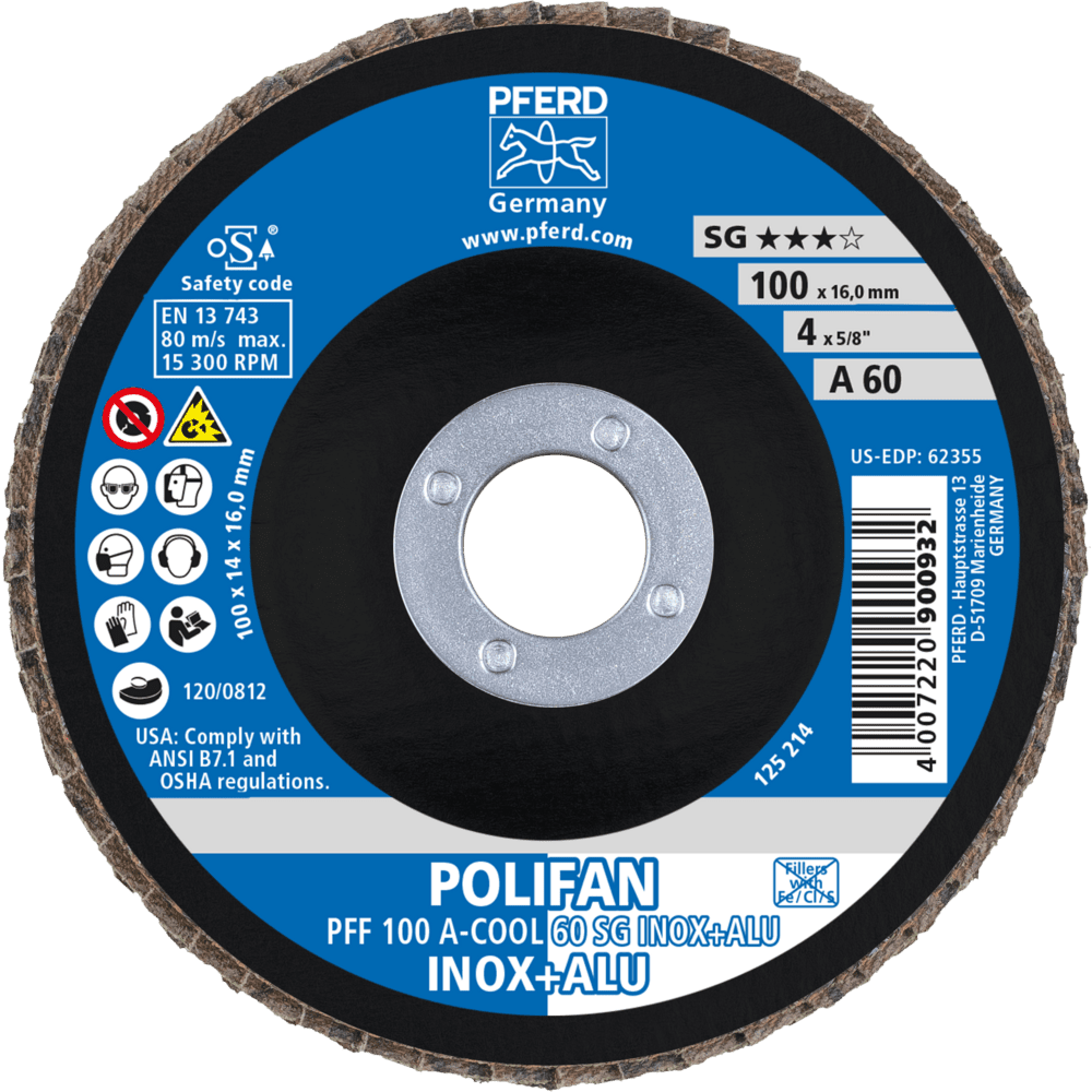 PFERD POLIFAN-Fächerscheiben PFF 100 A-COOL 60 SG INOX+ALU/16,0 Produktbild img2 L