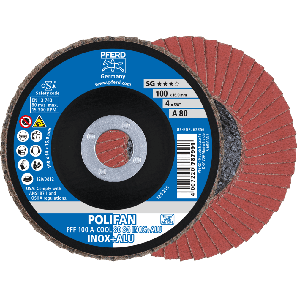 PFERD POLIFAN-Fächerscheiben PFF 100 A-COOL 80 SG INOX+ALU/16,0 Produktbild img1 L