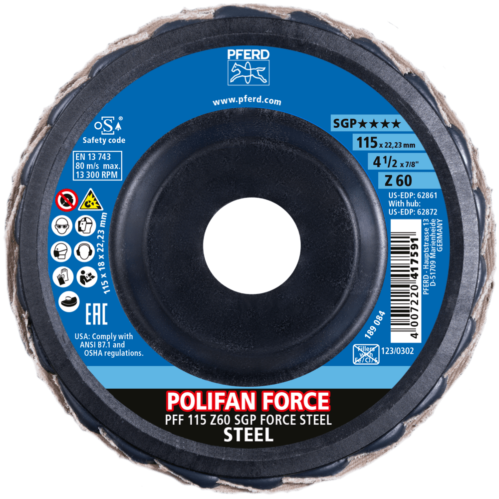 PFERD POLIFAN-Fächerscheiben PFF 115 Z60 SGP FORCE STEEL Produktbild img2 L