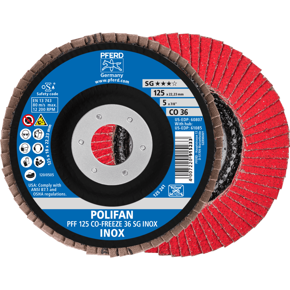 PFERD POLIFAN-Fächerscheiben PFF 125 CO-FREEZE 36 SG INOX Produktbild img1 L