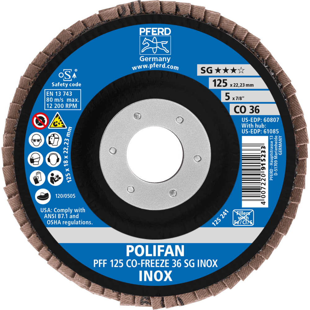 PFERD POLIFAN-Fächerscheiben PFF 125 CO-FREEZE 36 SG INOX Produktbild img2 L