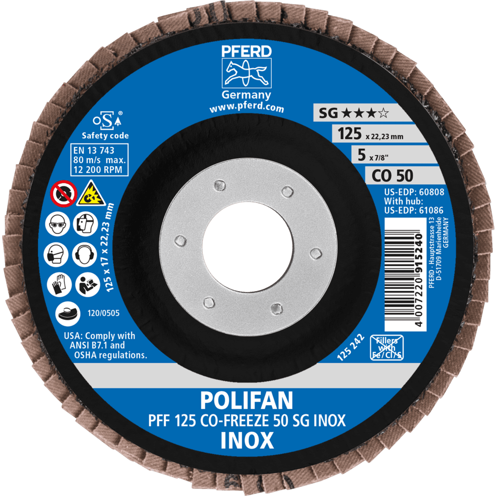 PFERD POLIFAN-Fächerscheiben PFF 125 CO-FREEZE 50 SG INOX Produktbild img2 L