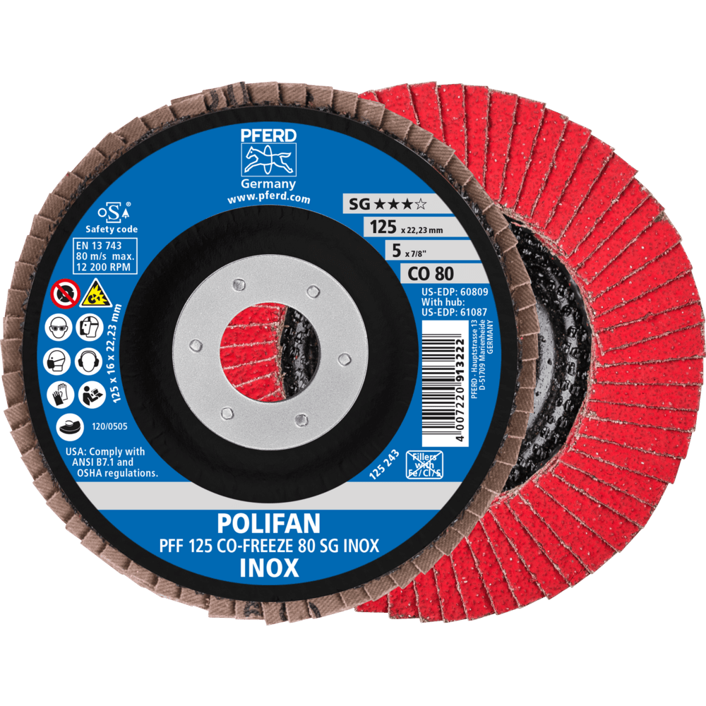 PFERD POLIFAN-Fächerscheiben PFF 125 CO-FREEZE 80 SG INOX Produktbild img1 L