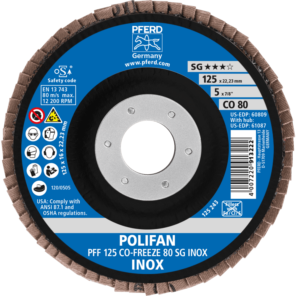 PFERD POLIFAN-Fächerscheiben PFF 125 CO-FREEZE 80 SG INOX Produktbild img2 L