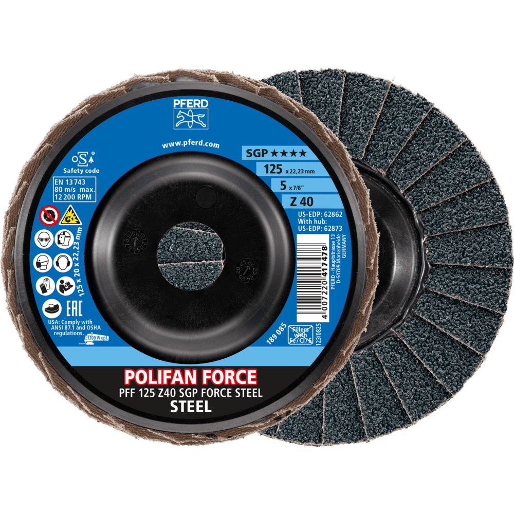 PFERD POLIFAN-Fächerscheiben PFF 125 Z40 SGP FORCE STEEL Produktbild img1 L