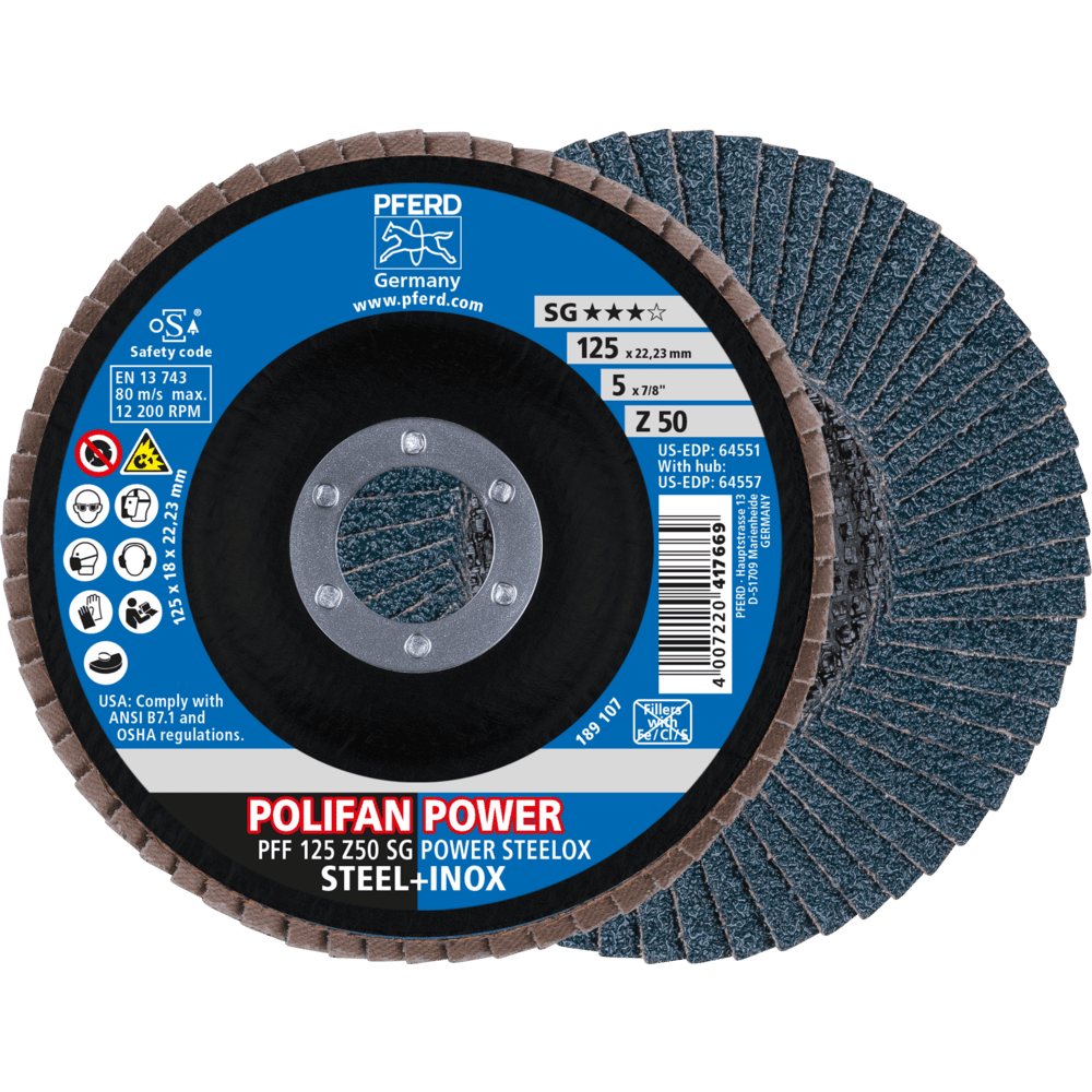 PFERD POLIFAN-Fächerscheiben PFF 125 Z50 SG POWER STEELOX Produktbild img1 L