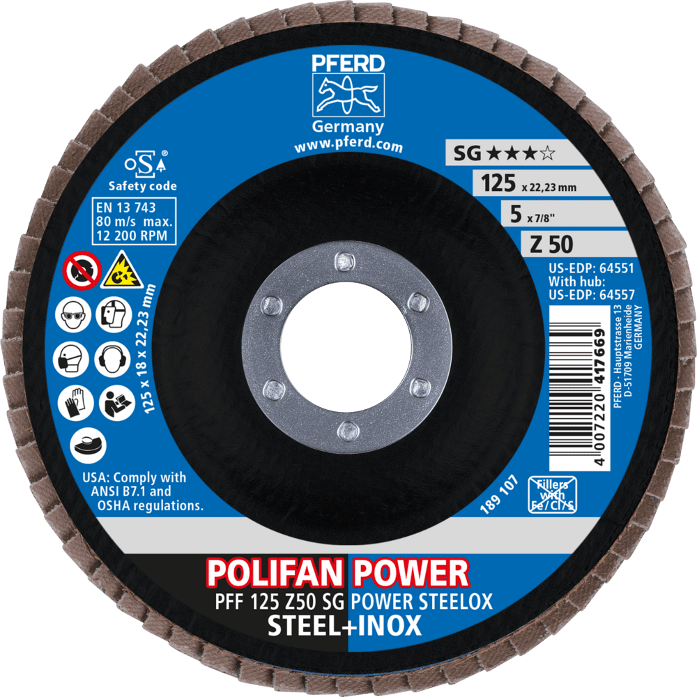PFERD POLIFAN-Fächerscheiben PFF 125 Z50 SG POWER STEELOX Produktbild img2 L