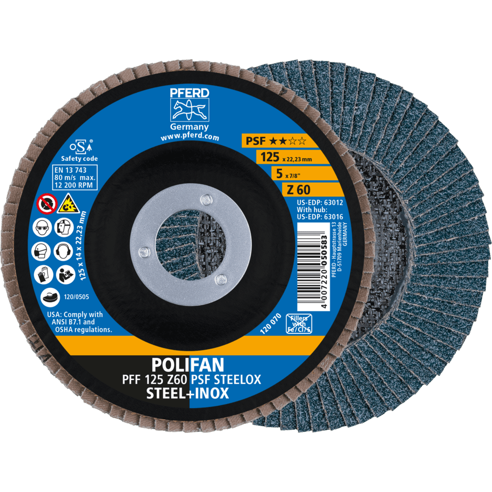 PFERD POLIFAN-Fächerscheiben PFF 125 Z 60 PSF STEELOX Produktbild img1 L