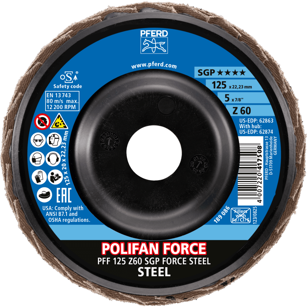 PFERD POLIFAN-Fächerscheiben PFF 125 Z60 SGP FORCE STEEL Produktbild img2 L