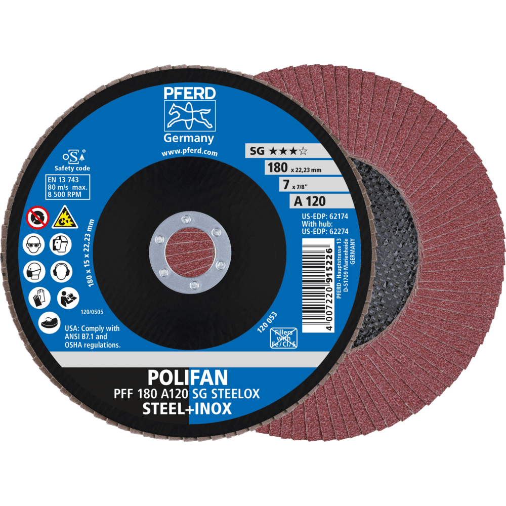 PFERD POLIFAN-Fächerscheiben PFF 180 A 120 SG STEELOX Produktbild img1 L