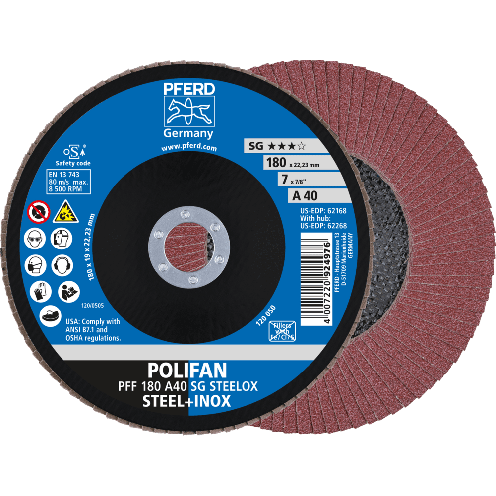 PFERD POLIFAN-Fächerscheiben PFF 180 A 40 SG STEELOX Produktbild img1 L