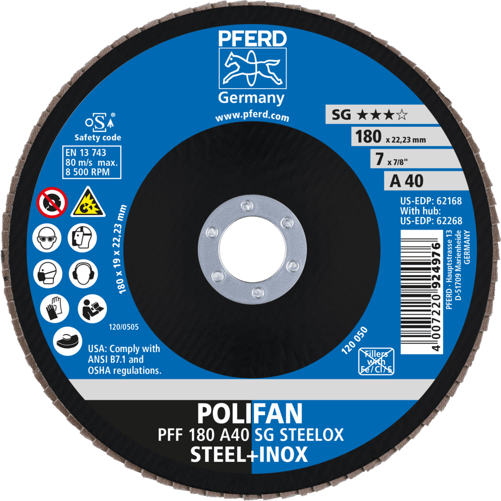 PFERD POLIFAN-Fächerscheiben PFF 180 A 40 SG STEELOX Produktbild img2 L