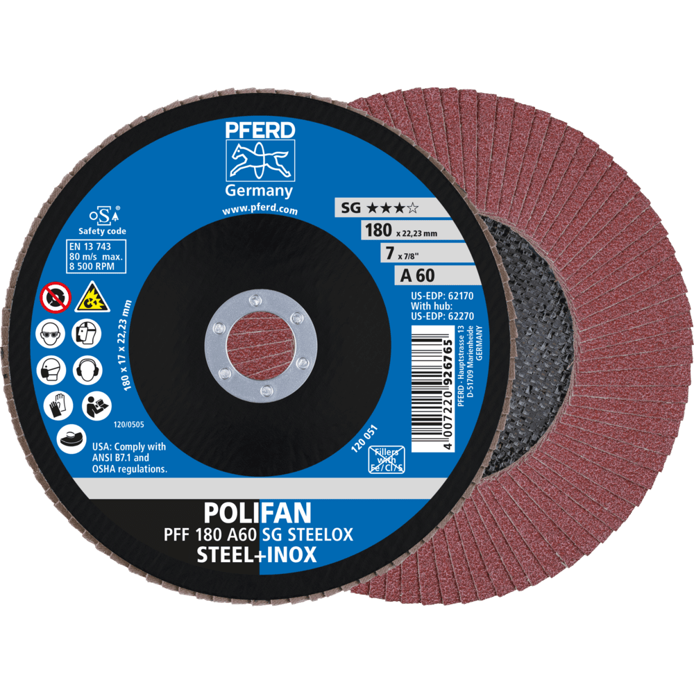 PFERD POLIFAN-Fächerscheiben PFF 180 A 60 SG STEELOX Produktbild img1 L