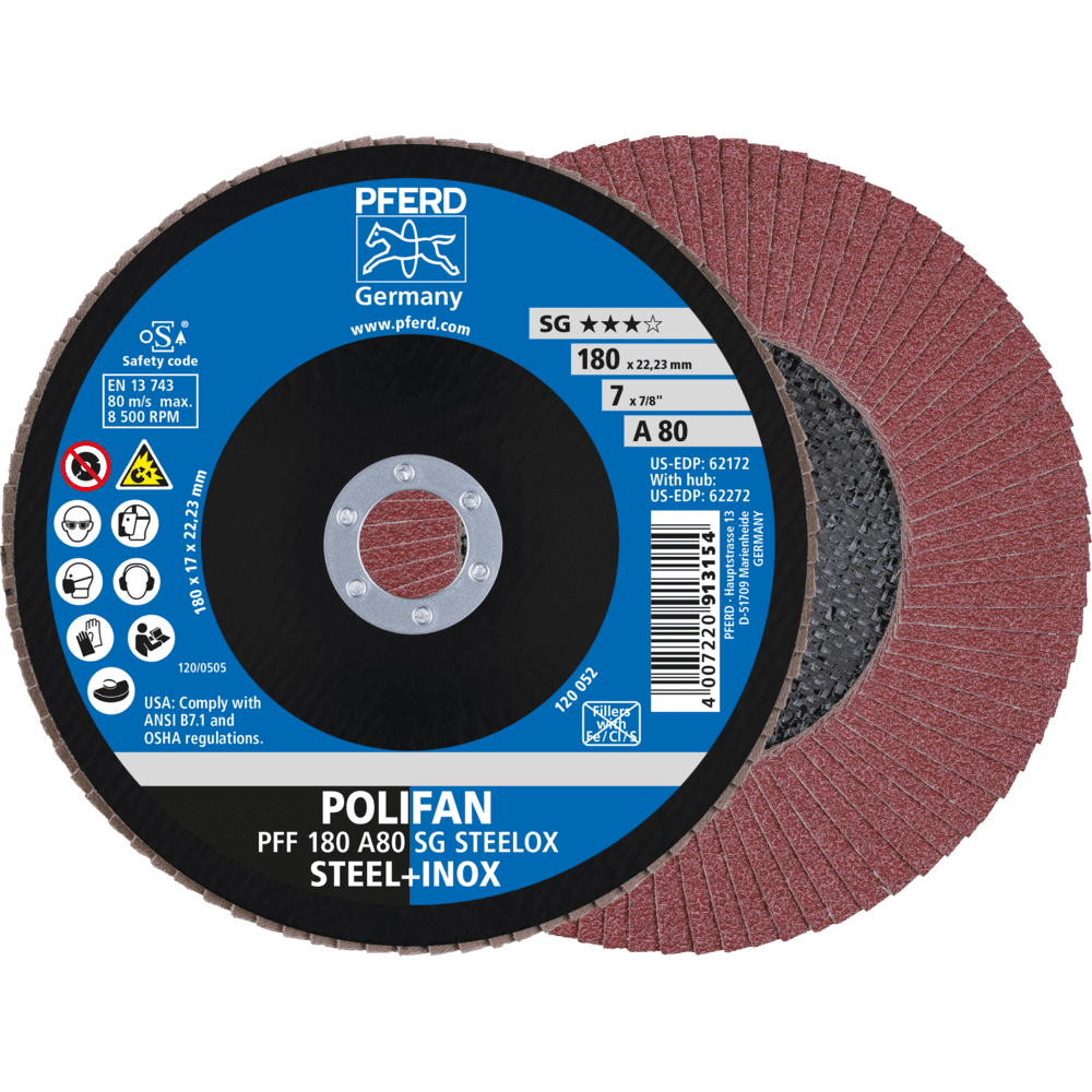 PFERD POLIFAN-Fächerscheiben PFF 180 A 80 SG STEELOX Produktbild img1 L
