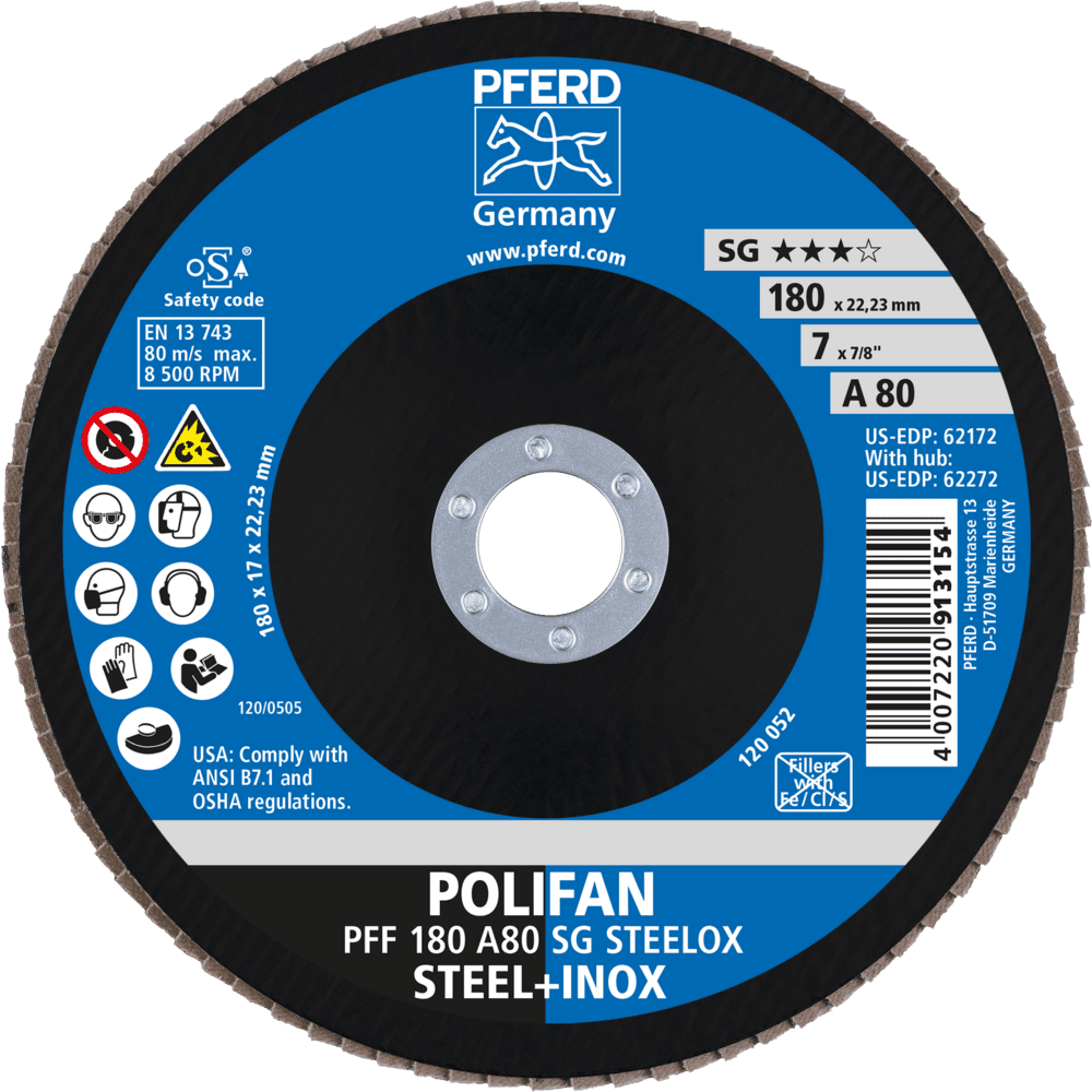 PFERD POLIFAN-Fächerscheiben PFF 180 A 80 SG STEELOX Produktbild img2 L