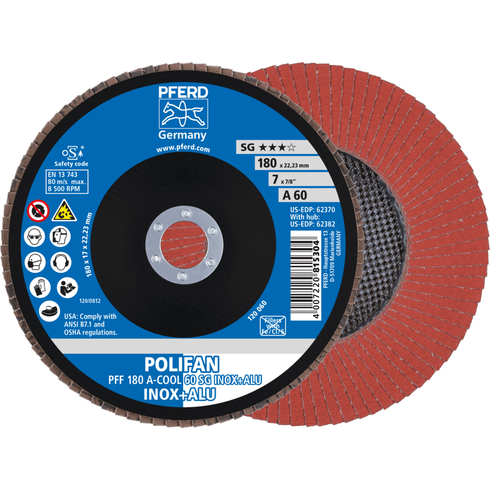 PFERD POLIFAN-Fächerscheiben PFF 180 A-COOL 60 SG INOX+ALU Produktbild img1 L