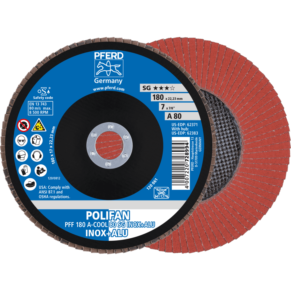PFERD POLIFAN-Fächerscheiben PFF 180 A-COOL 80 SG INOX+ALU Produktbild img1 L