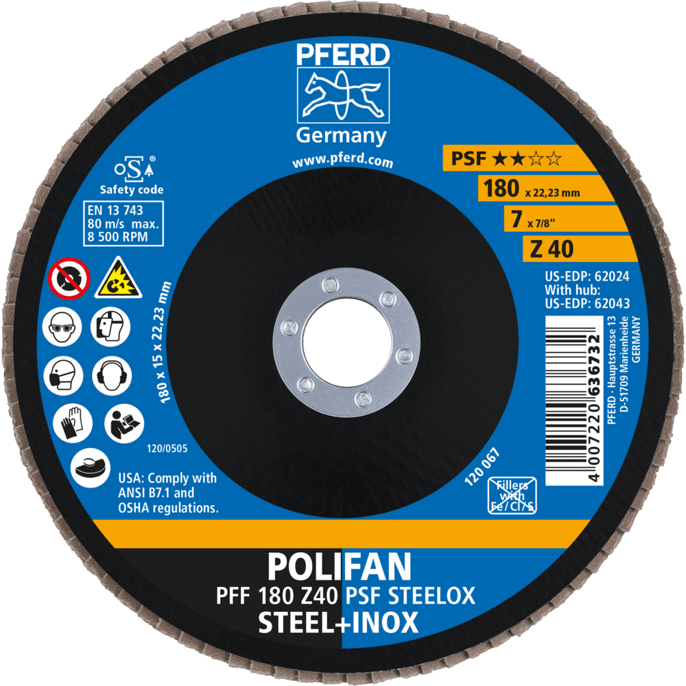 PFERD POLIFAN-Fächerscheiben PFF 180 Z 40 PSF STEELOX Produktbild img2 L