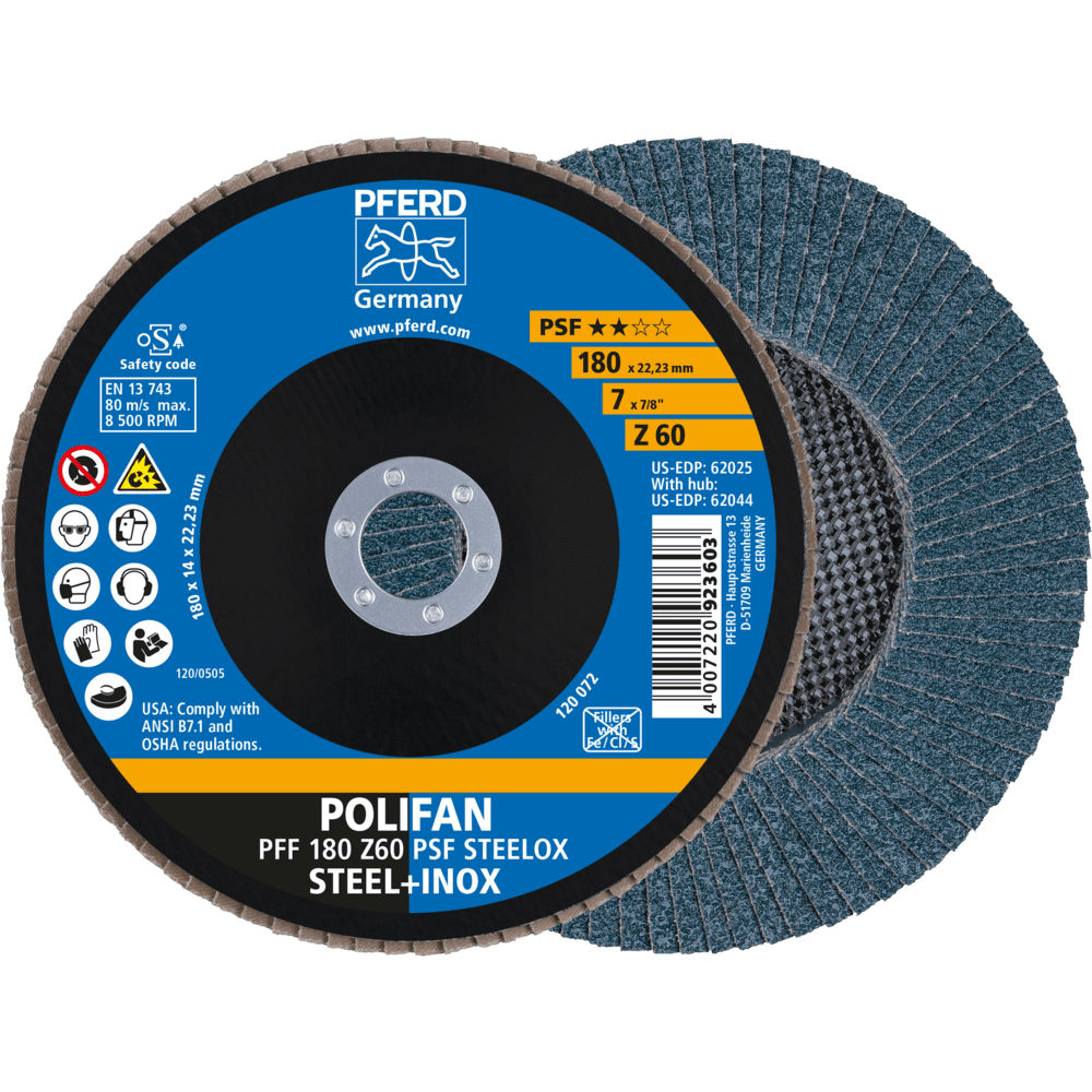 PFERD POLIFAN-Fächerscheiben PFF 180 Z 60 PSF STEELOX Produktbild img1 L