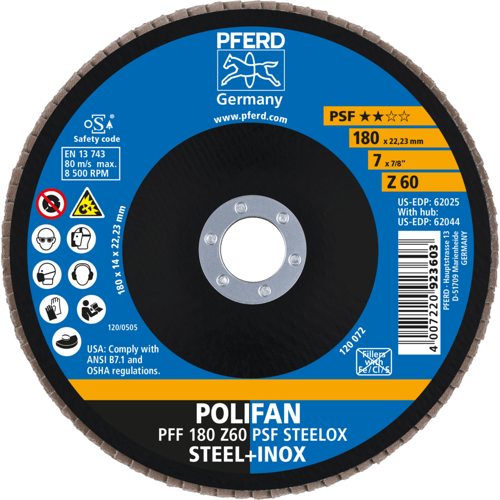 PFERD POLIFAN-Fächerscheiben PFF 180 Z 60 PSF STEELOX Produktbild img2 L