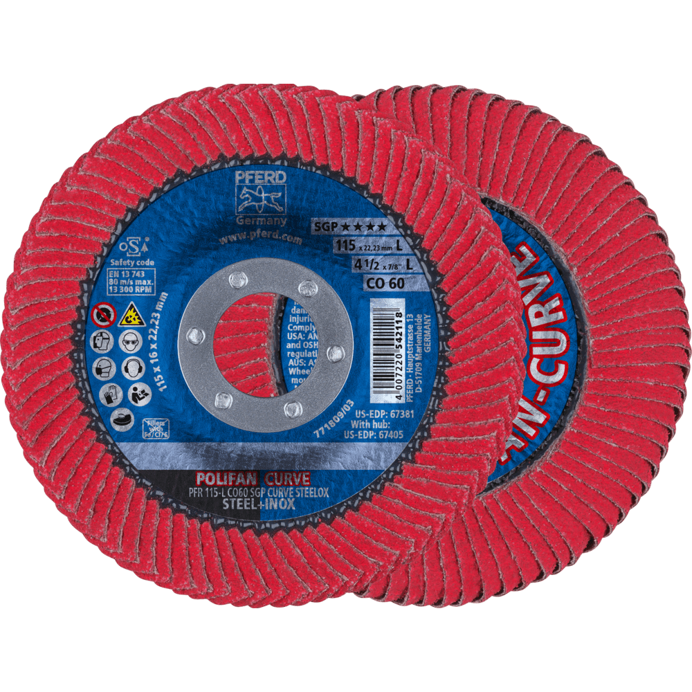 PFERD POLIFAN-Fächerscheiben PFR 115-L CO 60 SGP CURVE STEELOX Produktbild img1 L