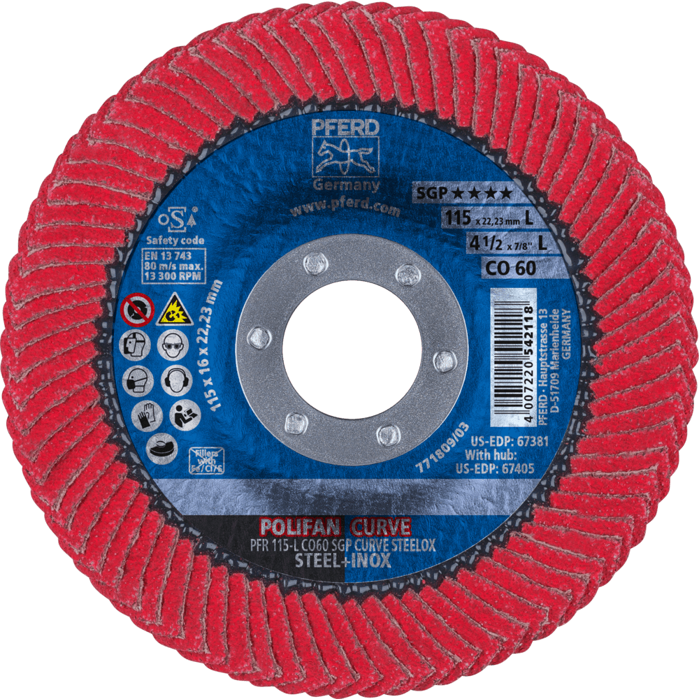 PFERD POLIFAN-Fächerscheiben PFR 115-L CO 60 SGP CURVE STEELOX Produktbild img2 L