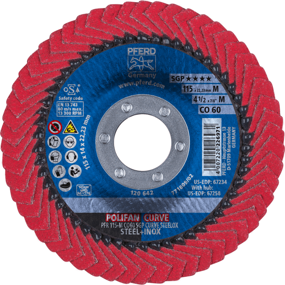 PFERD POLIFAN-Fächerscheiben PFR 115-M CO 60 SGP CURVE STEELOX Produktbild img2 L
