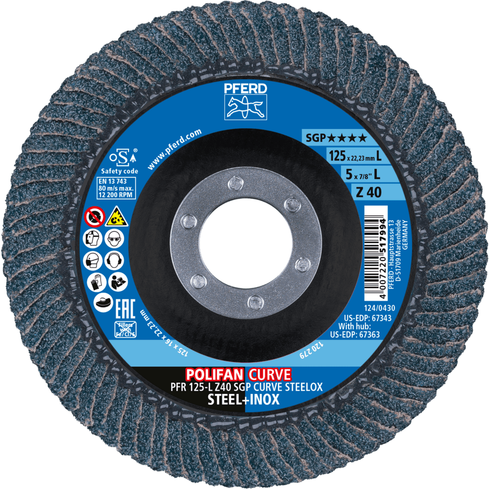 PFERD POLIFAN-Fächerscheiben PFR 125-L Z40 SGP CURVE STEELOX (2) Produktbild img1 L