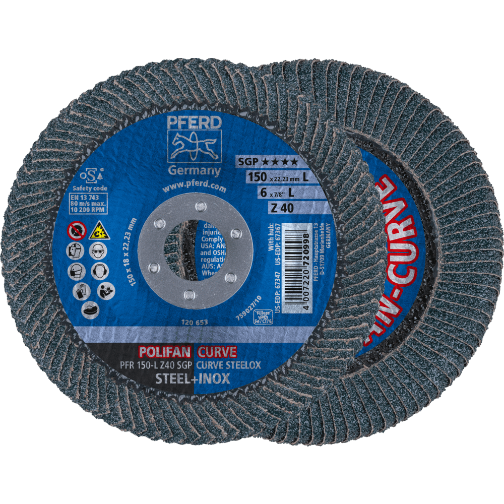 PFERD POLIFAN-Fächerscheiben PFR 150-L Z 40 SGP CURVE STEELOX Produktbild img1 L