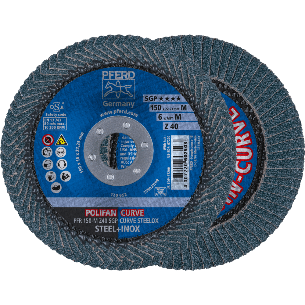 PFERD POLIFAN-Fächerscheiben PFR 150-M Z 40 SGP CURVE STEELOX Produktbild img1 L