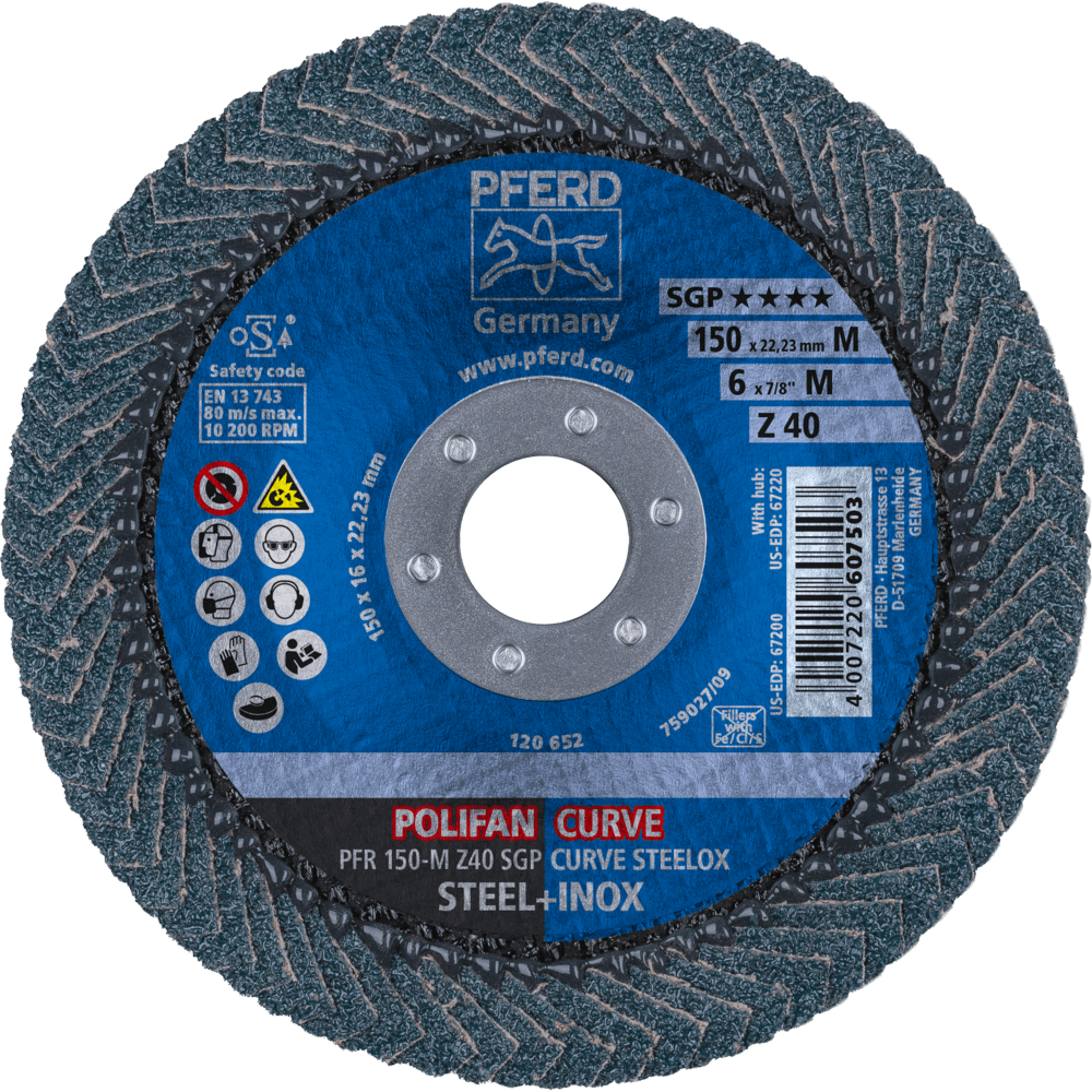 PFERD POLIFAN-Fächerscheiben PFR 150-M Z 40 SGP CURVE STEELOX Produktbild img2 L
