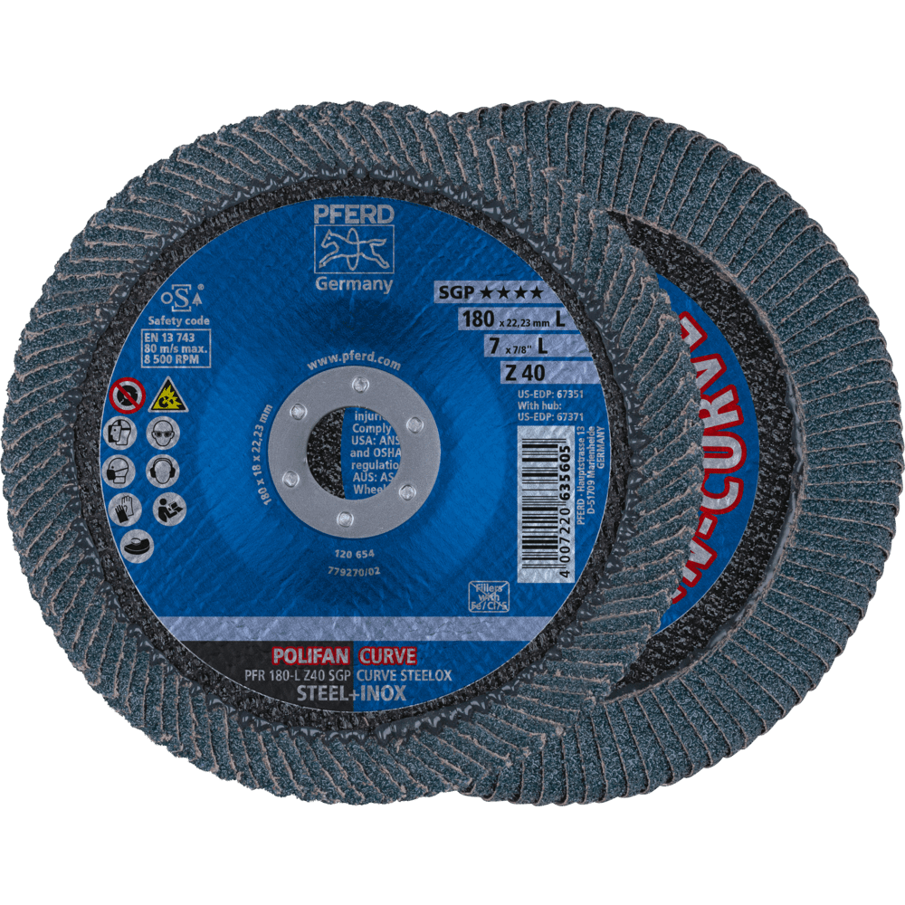 PFERD POLIFAN-Fächerscheiben PFR 180-L Z 40 SGP CURVE STEELOX Produktbild img1 L