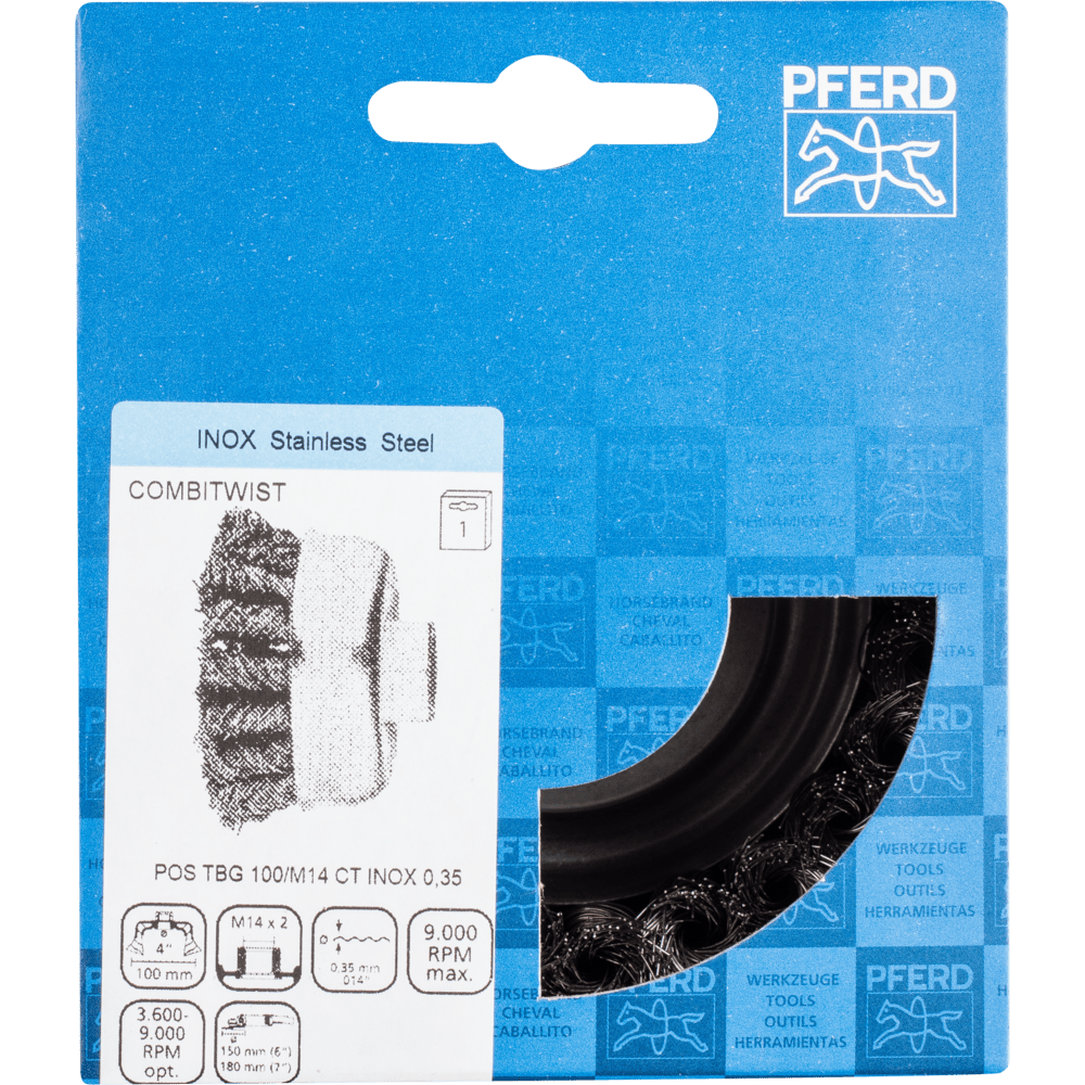 PFERD Topfbürsten mit Gewinde POS TBG 100/M14 CT INOX 0,35 Produktbild img2 L
